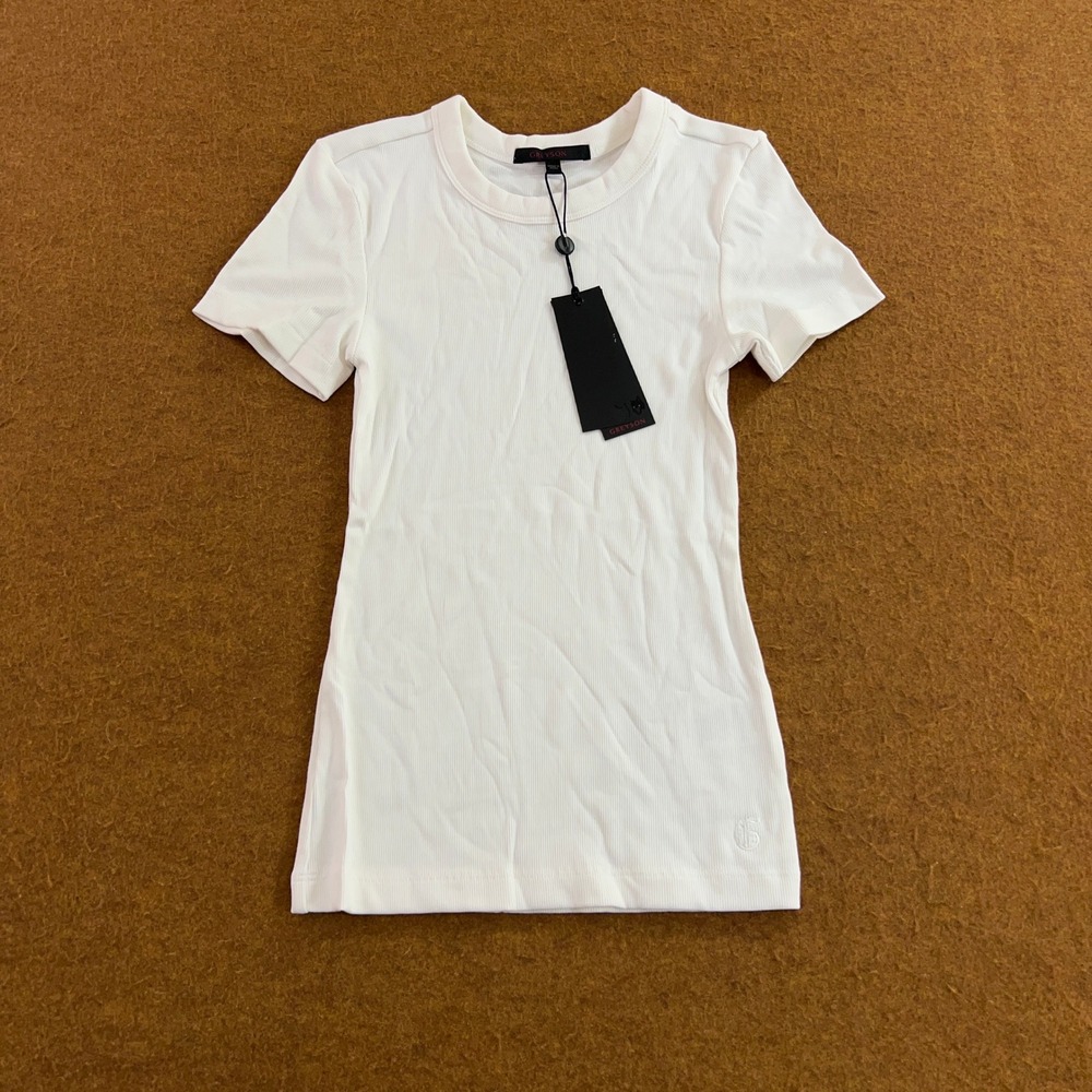 Greyson Womens Small Arctic White Orion Ribbed Short Sleeve Top NWT